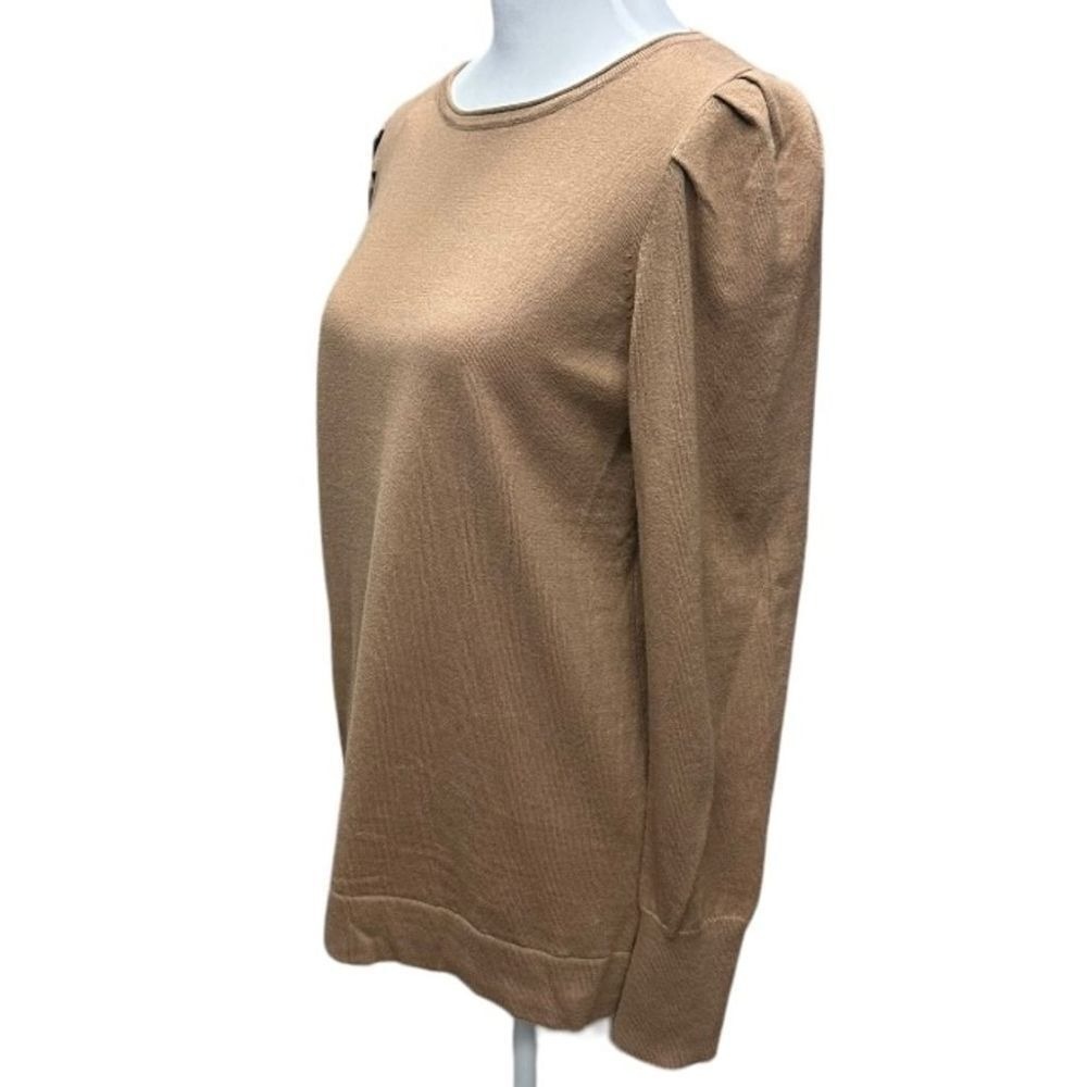 Anne Klein Women's Brown Puff Sleeve Cashmere Blend Pullover Sweater Size M Lux - Picture 3 of 13